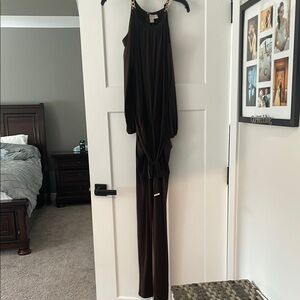 MICHAEL Michael Kors Brown Wide-Leg Jumpsuit with V-Neck
